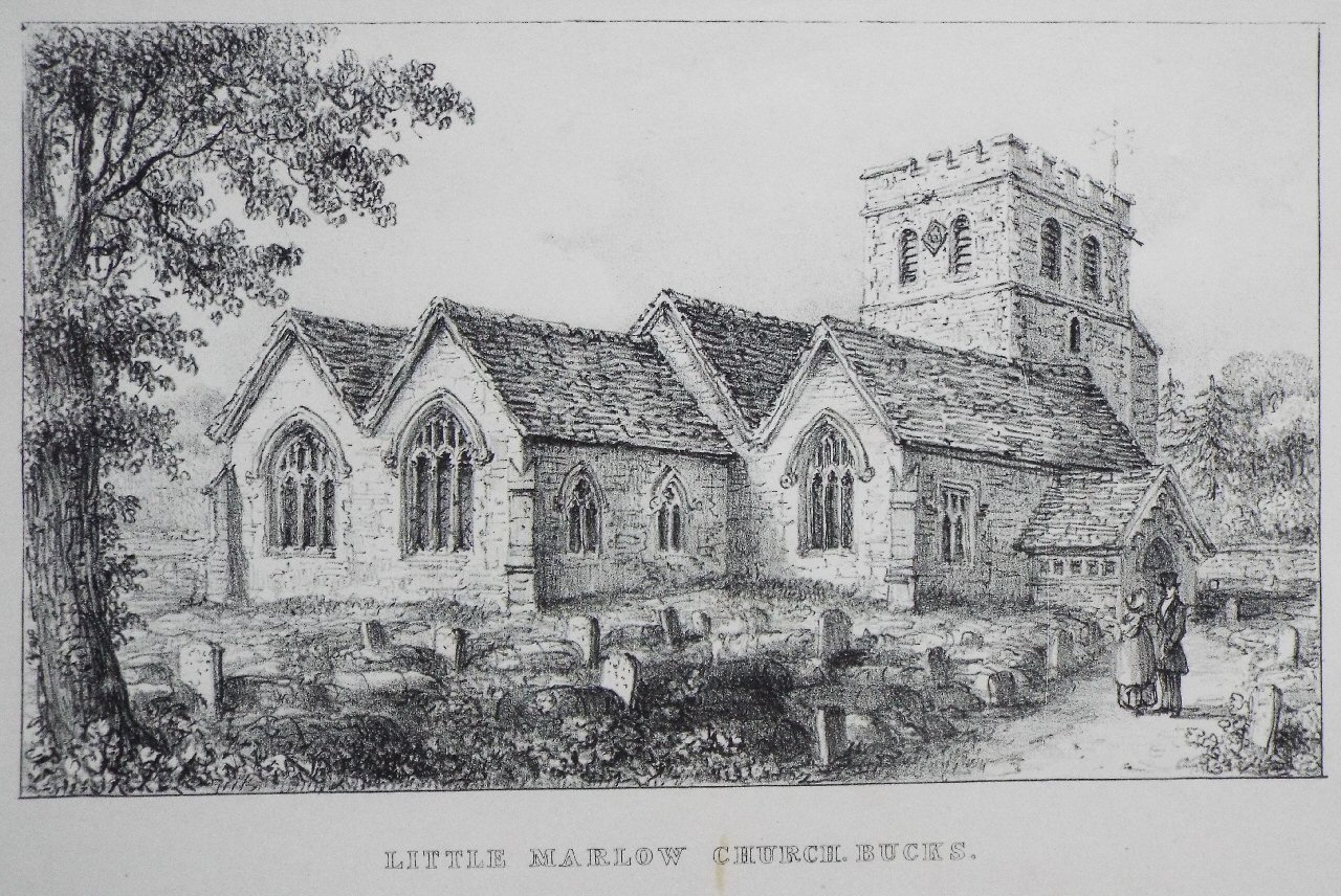 Lithograph - Little Marlow Church, Bucks.